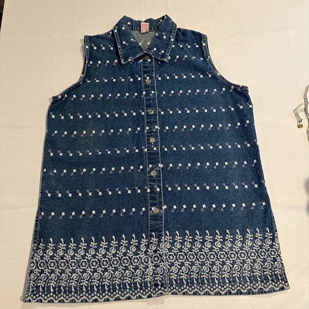 Vintage Simply Blues Embroidered Denim Dress Plus Size 20